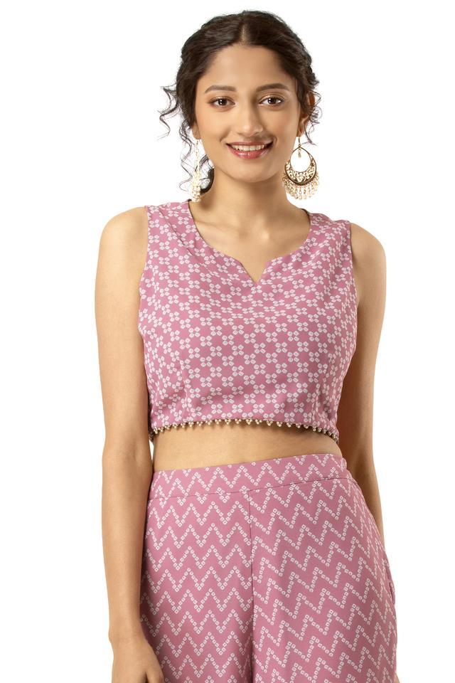 printed georgette regular fit womens top