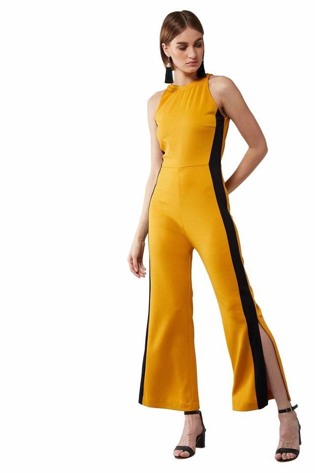 solid regular sleeves polyester womens regular length jumpsuit