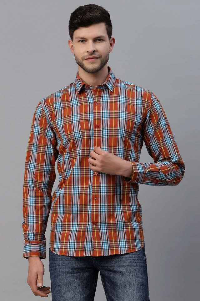 checks cotton regular fit mens casual shirt