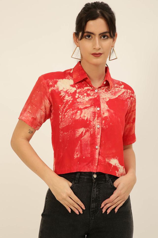 tie _ dye collared modal womens casual wear shirt