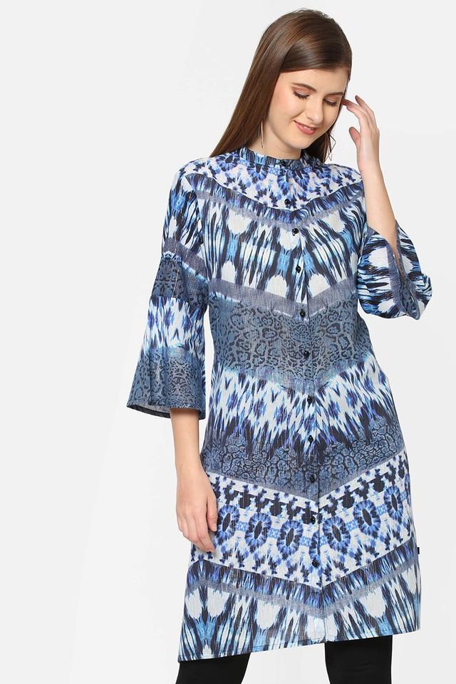 printed cotton round neck womens kurta