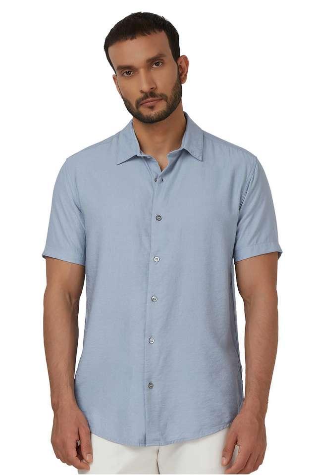 solid cotton slim fit mens casual wear shirt