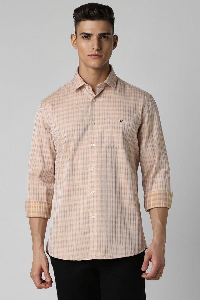 checks cotton slim fit mens casual shirt