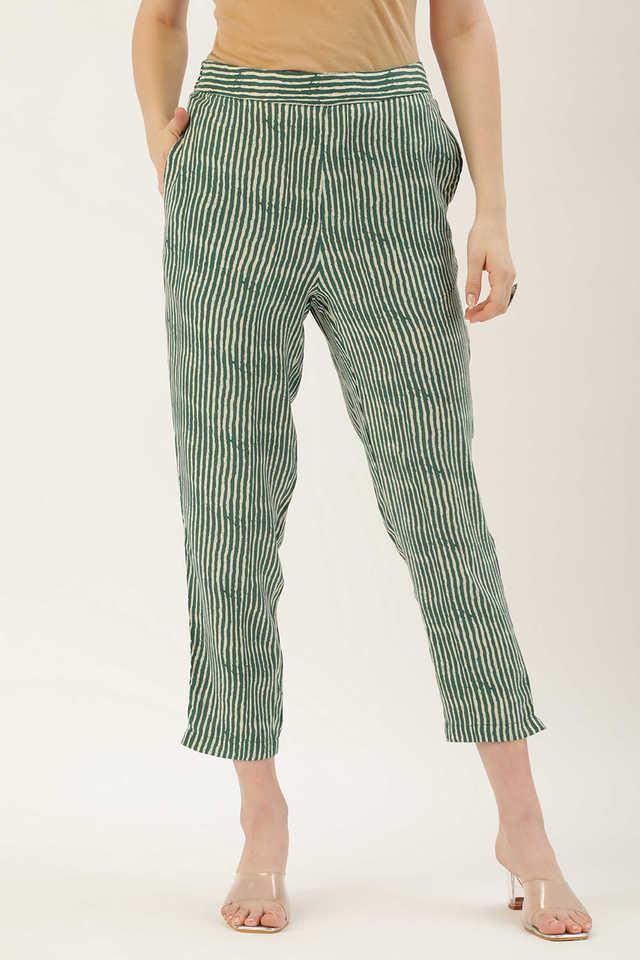 stripes regular fit rayon womens casual wear pant