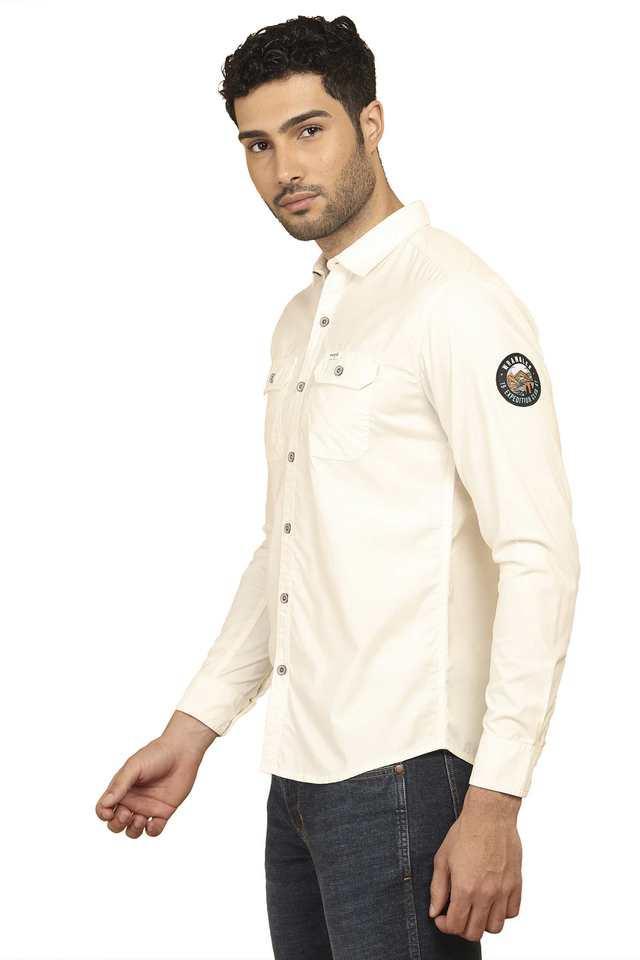 solid cotton regular fit mens casual shirt