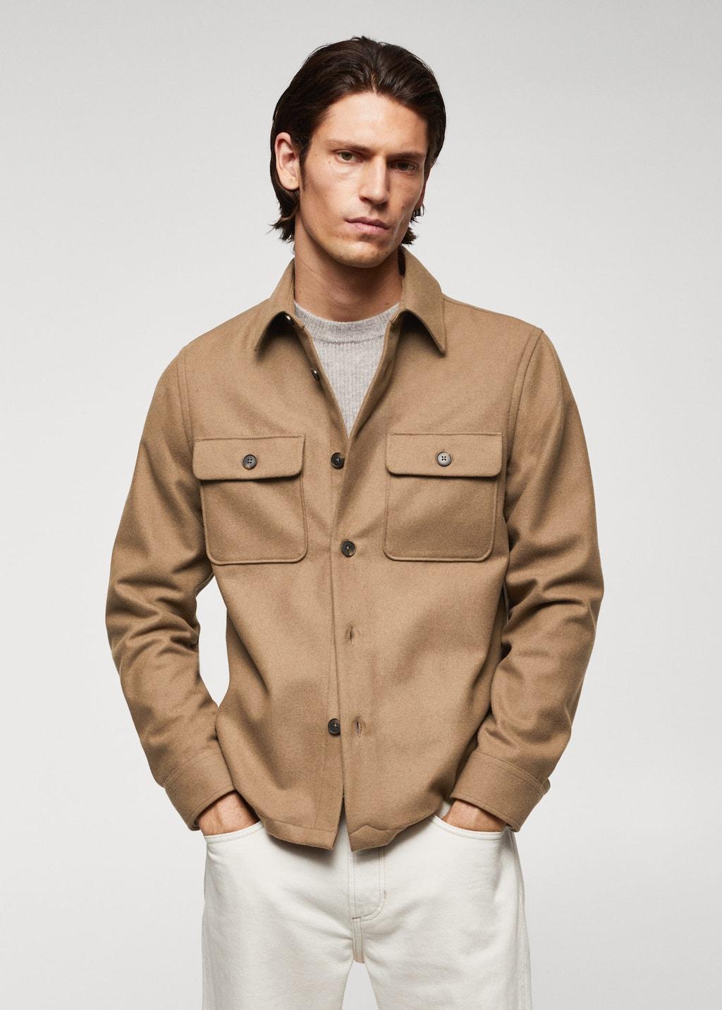 wool overshirt with pockets