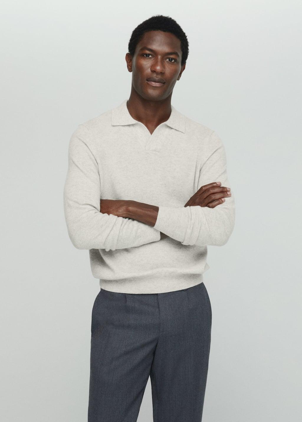 100% cashmere knitted polo shirt