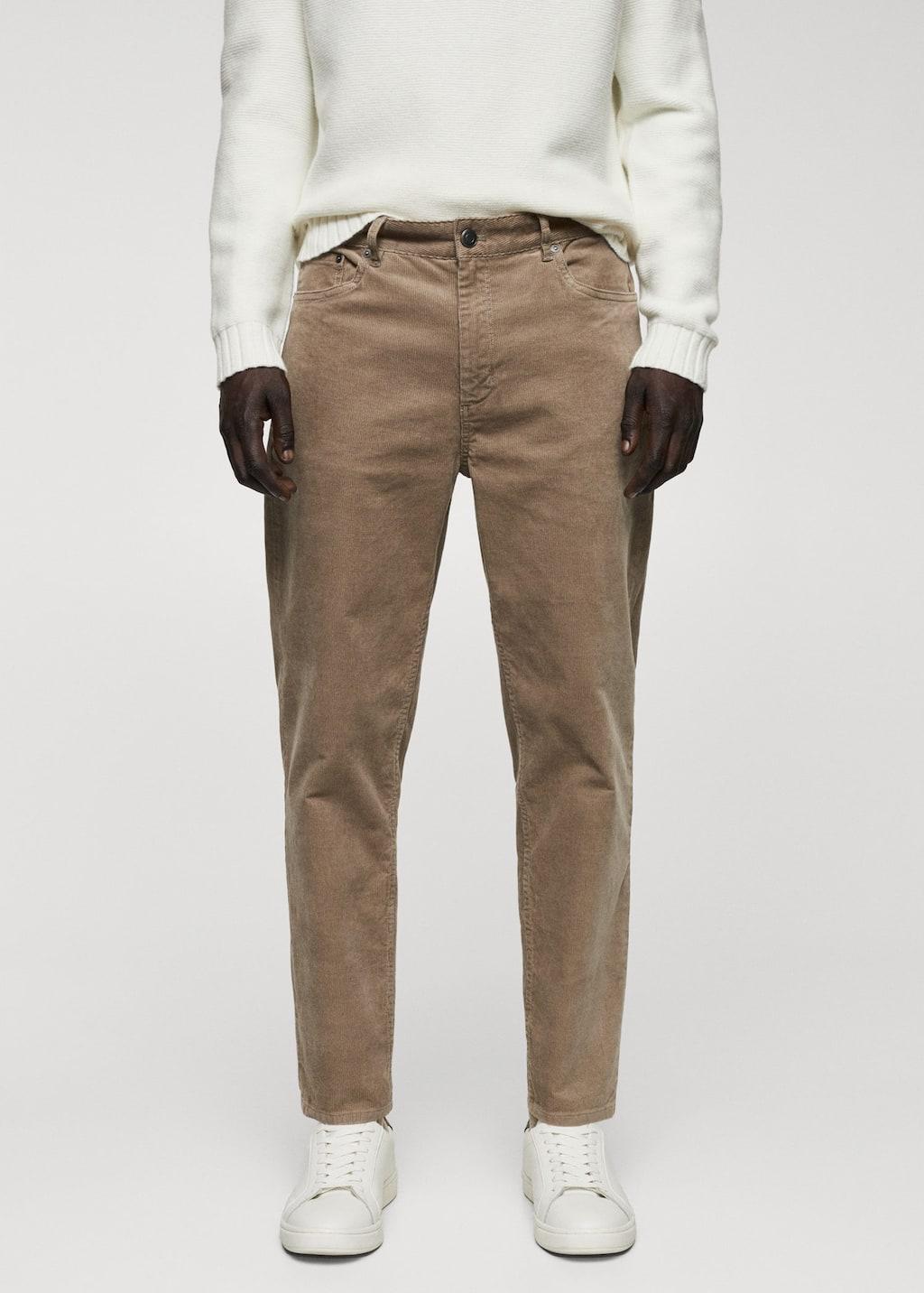 micro-corduroy slim-fit trousers