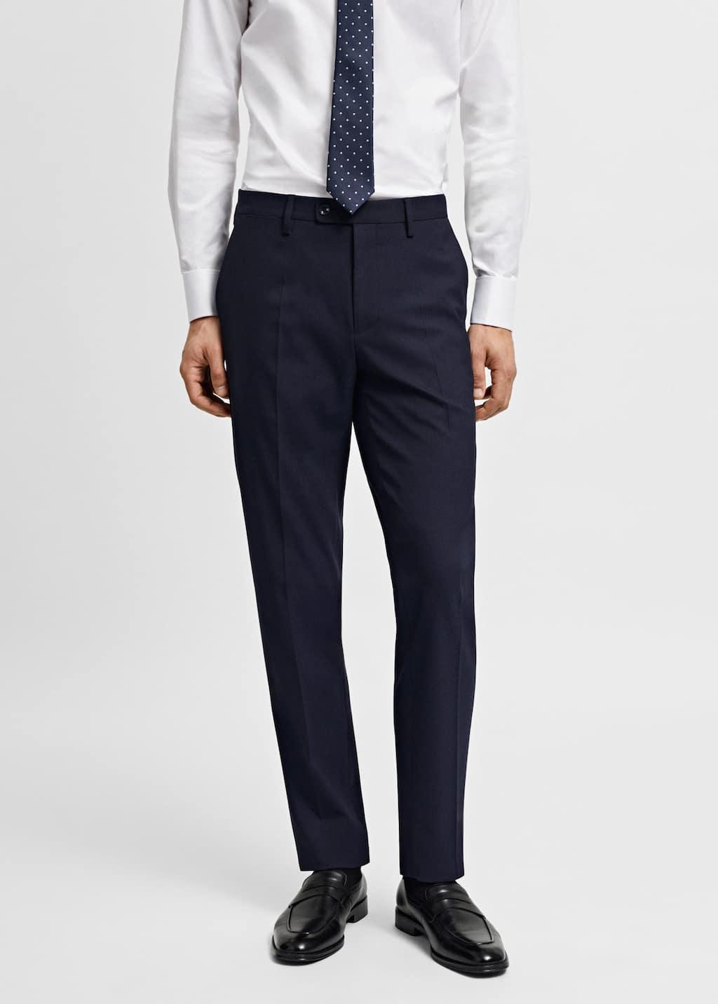 herringbone-pattern suit trousers