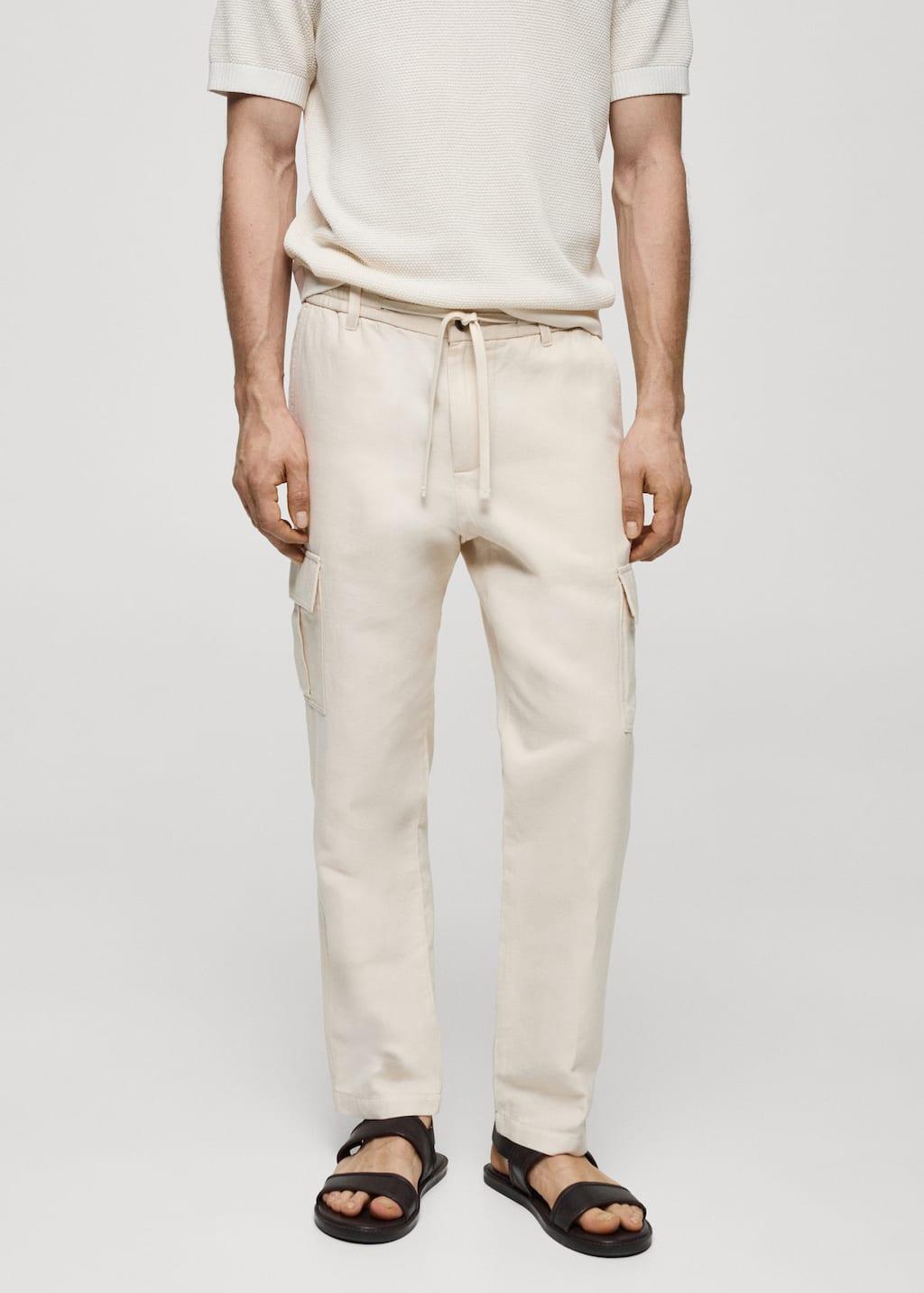 corduroy slim-fit trousers with drawstring