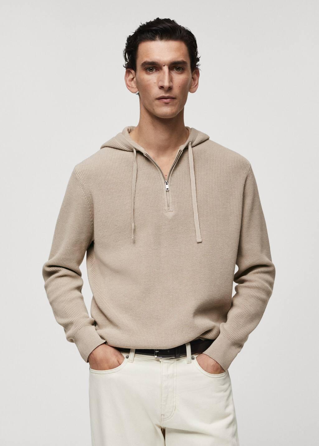 hooded knit sweatshirt