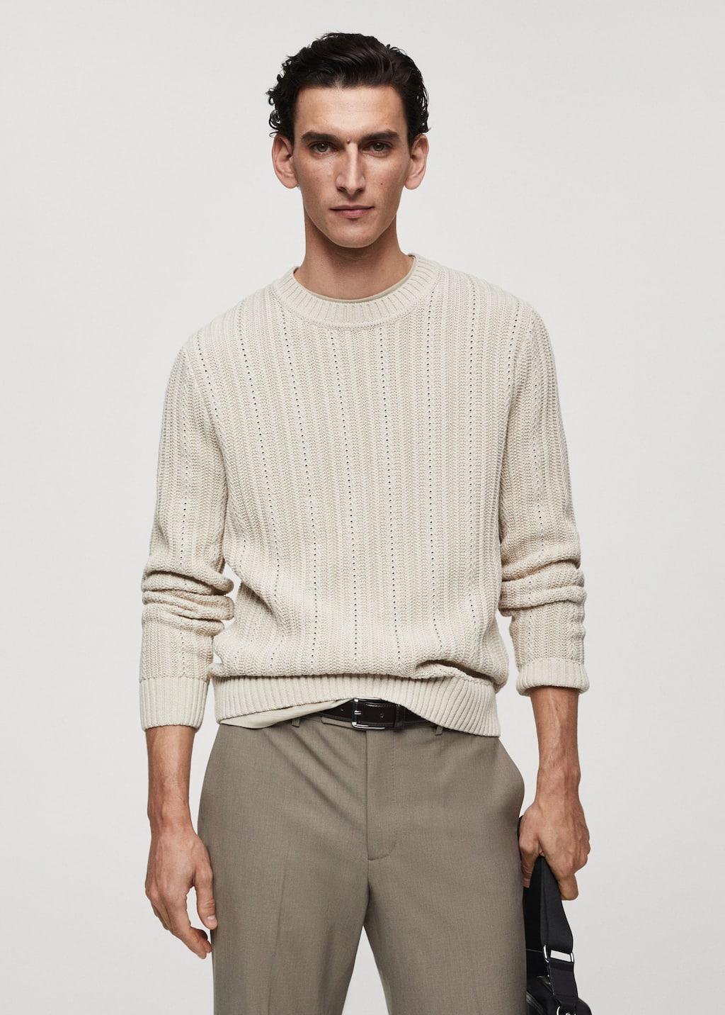 contrasting knit sweater