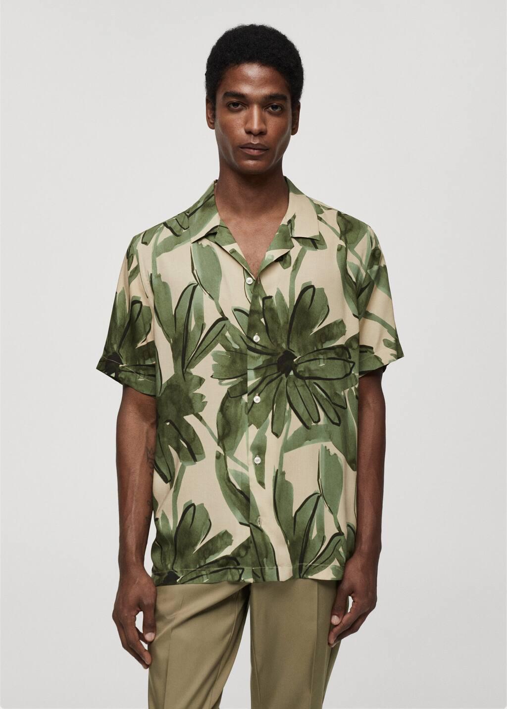 flowing tropical print shirt