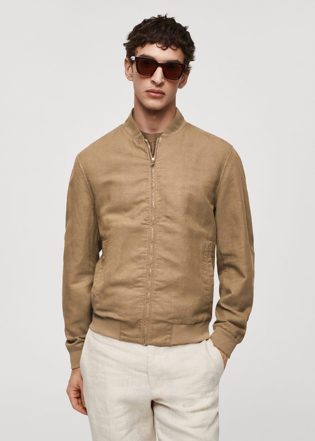 linen lyocell bomber jacket