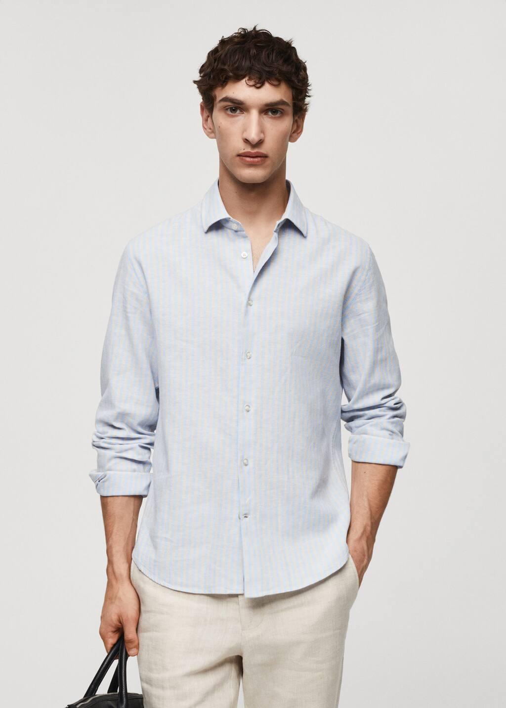 regular-fit striped linen shirt