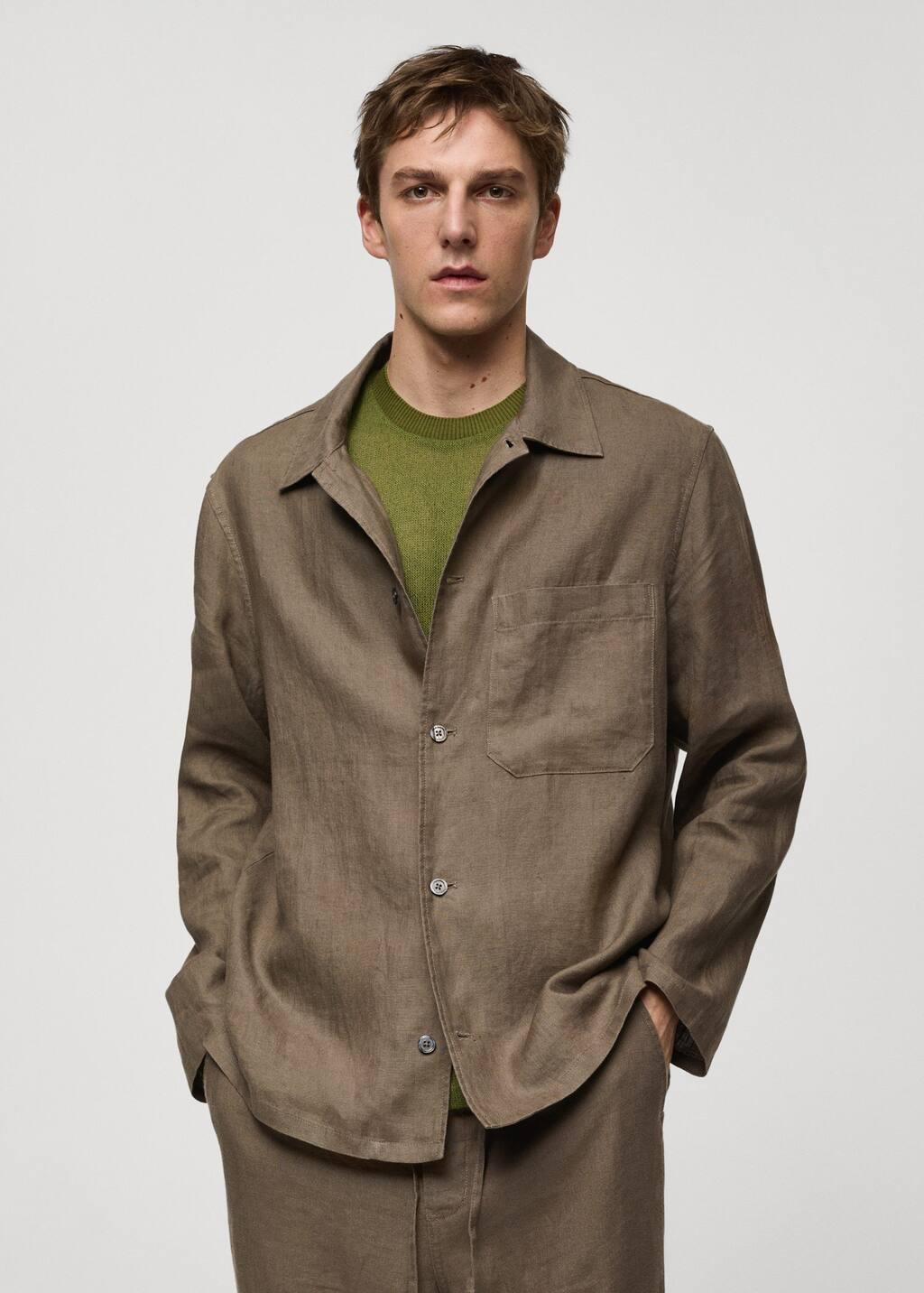 100% linen regular-fit overshirt