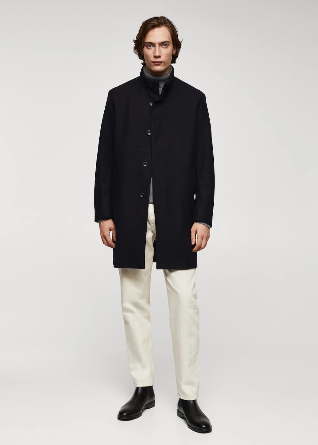 wool funnel neck coat