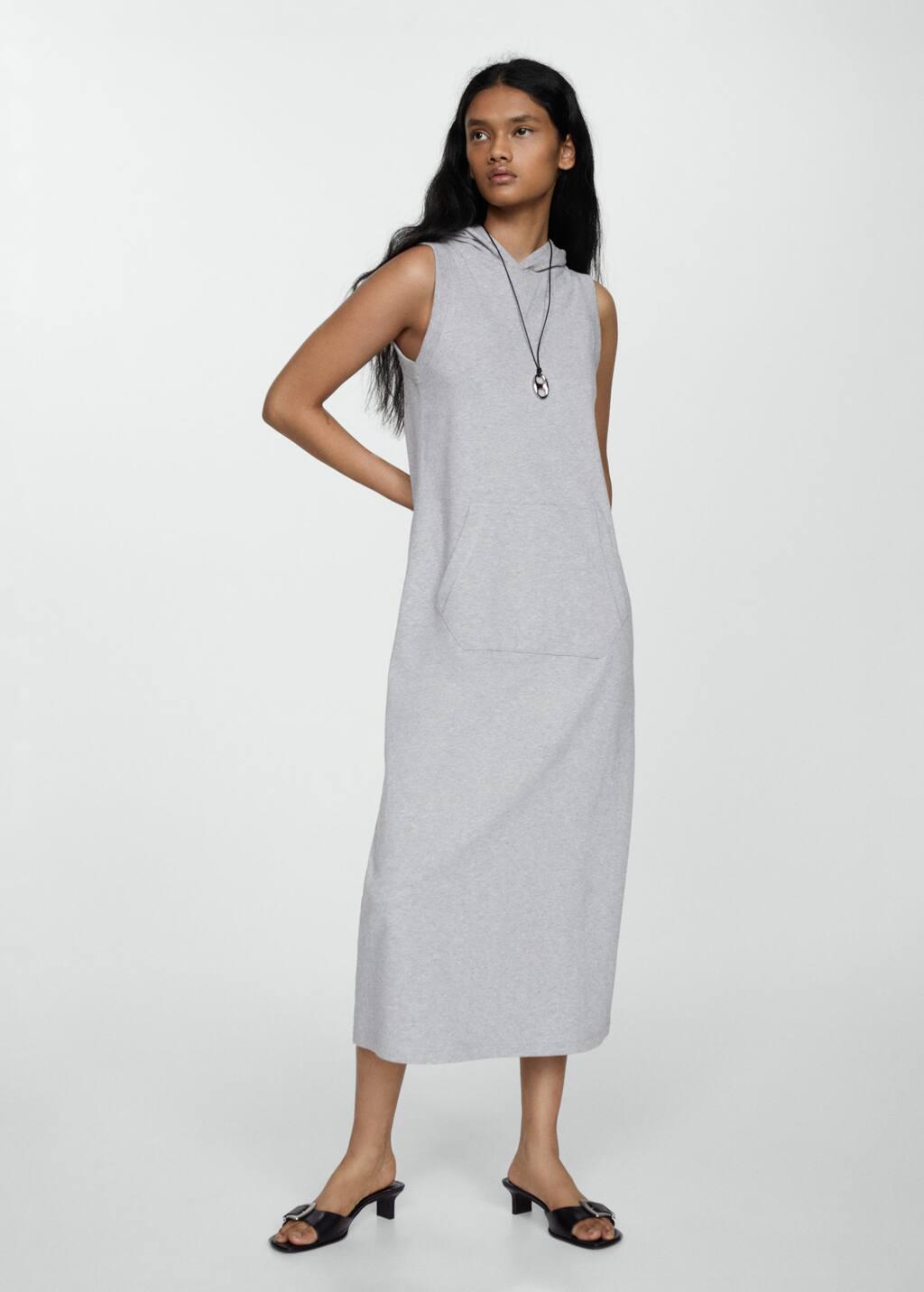 hooded maxi-pocket dress