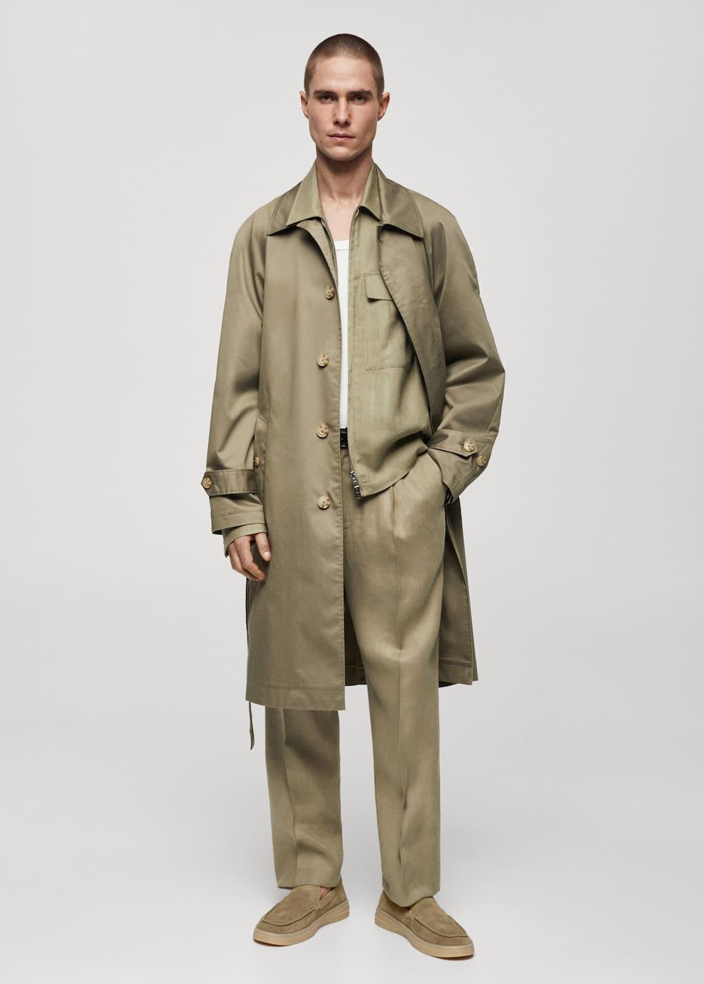 belt cotton-blend trench