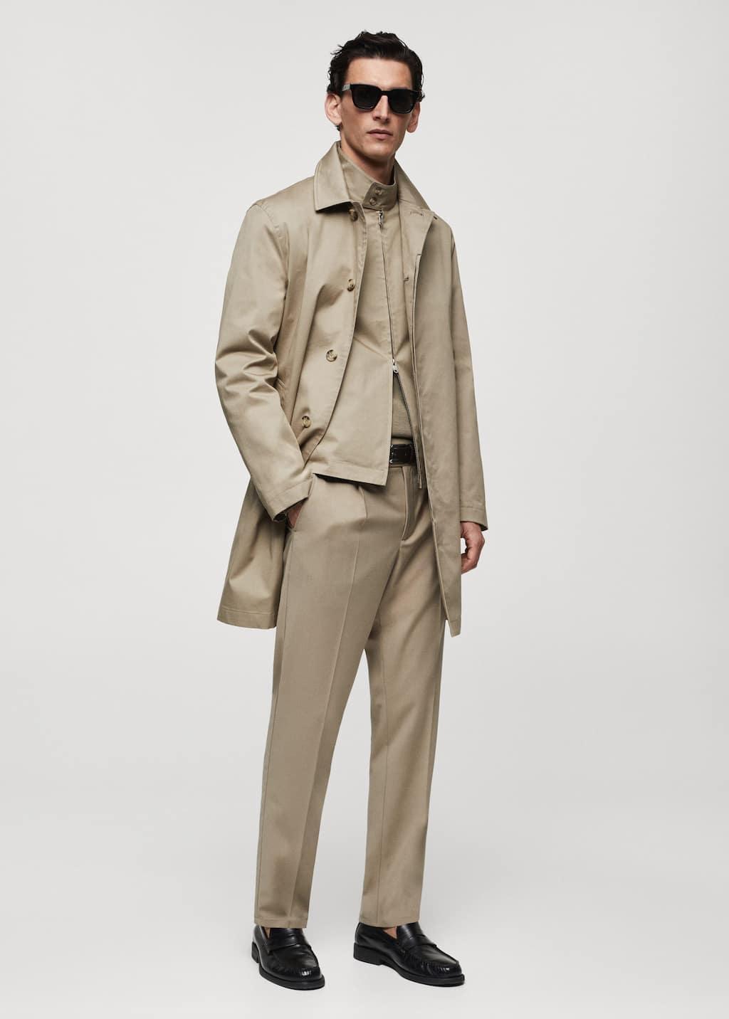 cotton trench coat with collar detail