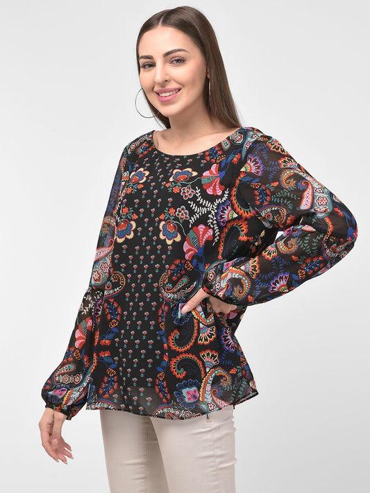 full sleeves floral printed top