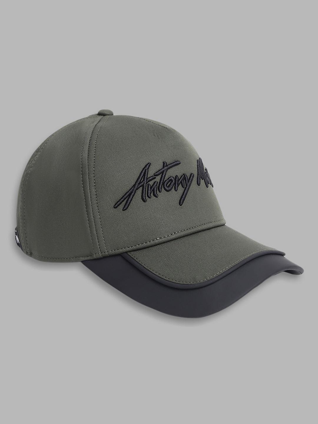 antony morato men olive green  black embroidered baseball cap