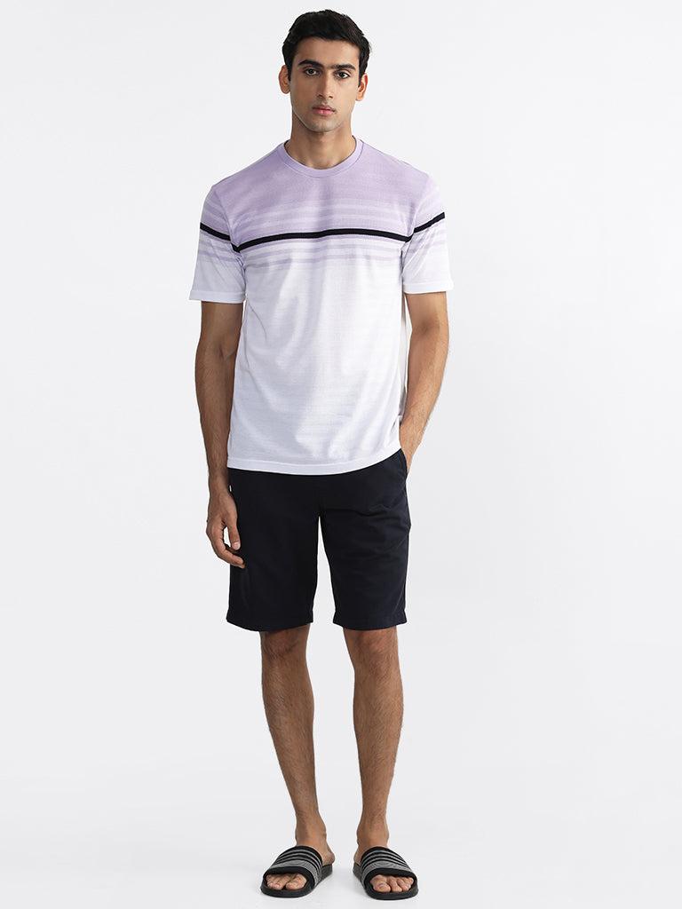 wes lounge striped lilac-colored relaxed-fit t-shirt