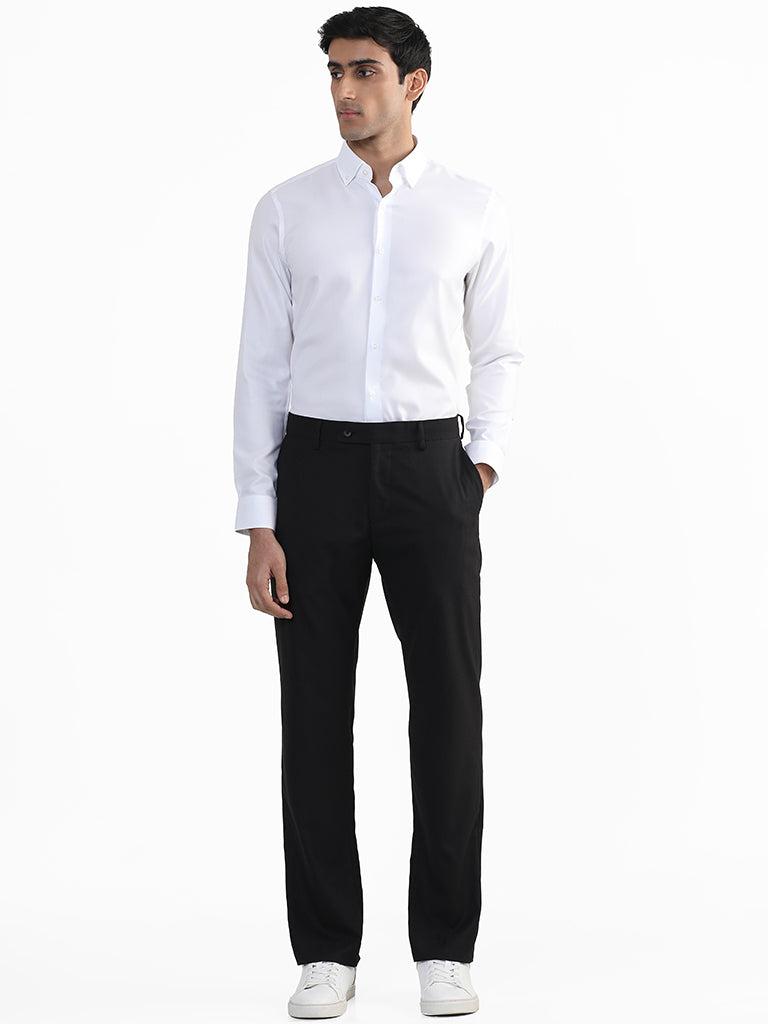 wes formals plain white slim fit shirt