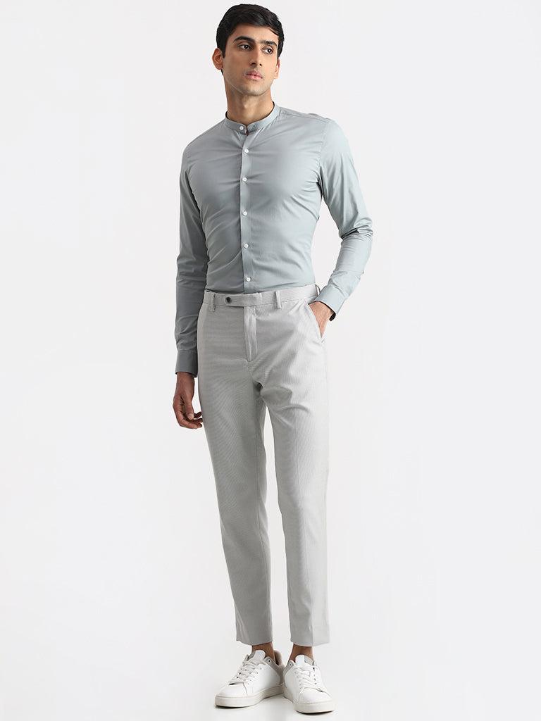 wes formals solid sage ultra slim shirt